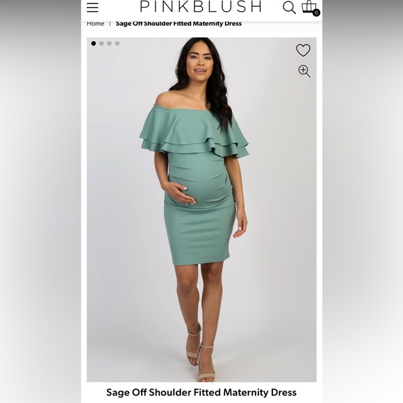 Sage Off the Shoulder Maternity Dress | Size Large | maternity - Picture 5 of 5
